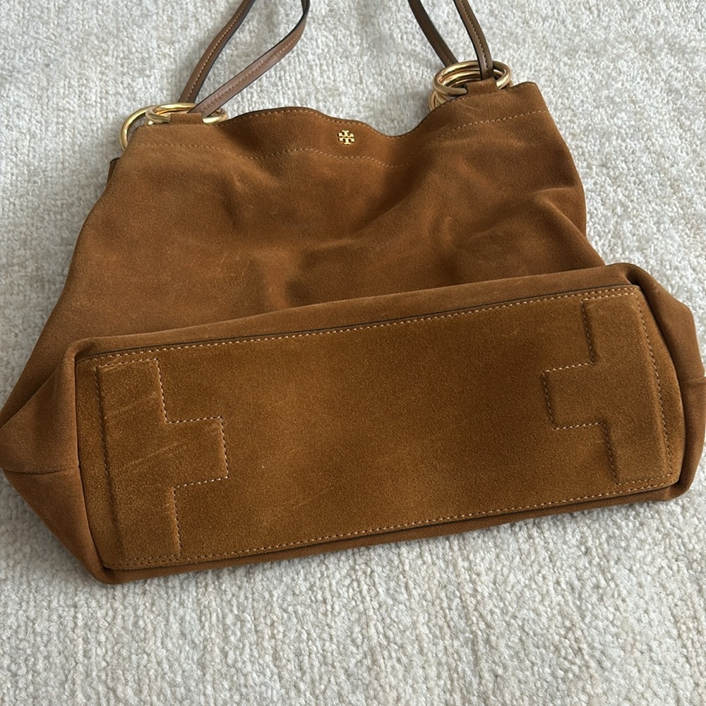 tory burch brown suede tote bag - Picture 4 of 9